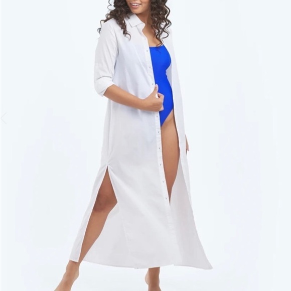 Summersalt Crisp Perfect Boyfriend Shirt Dress Sz S Organic Vacation Resortwear - Picture 2 of 16